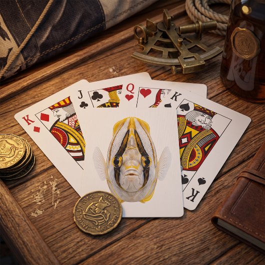 Gele gestreepte engelvis portret pokerkaarten