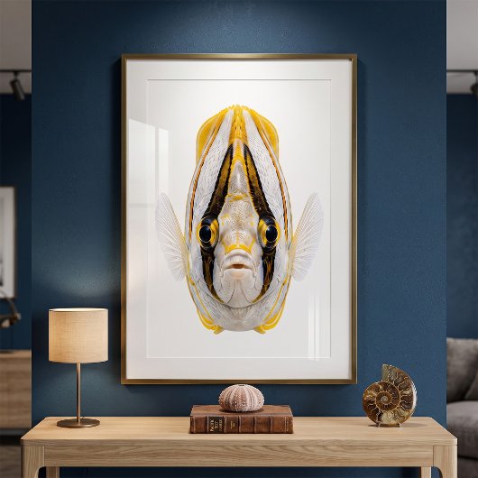 Gele gestreepte engelvis portret poster