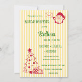 Gele gestreepte Kerst Open Huis uitnodiging (Voorkant)