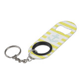 Gele gestreepte scheepsanker mini flessenopener (Voorkant Gekanteld)