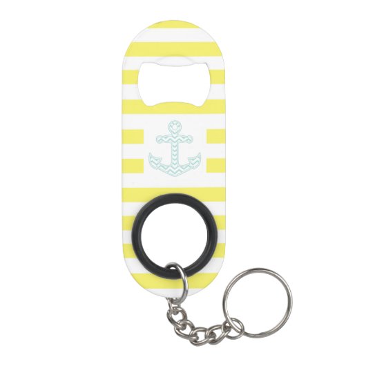 Gele gestreepte scheepsanker mini flessenopener (Achterkant)