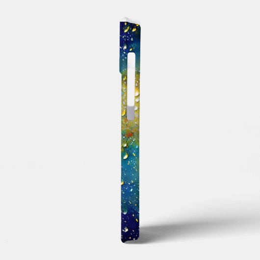 Gele getextureerde Blauwe Crisis Heldere Raindrop Case-Mate iPhone Case (Achterkant / Links)