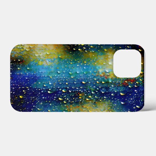 Gele getextureerde Blauwe Crisis Heldere Raindrop Case-Mate iPhone Case (Achterkant (horizontaal))