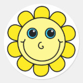 Gele Gezichtsbloem Ronde Sticker (Voorkant)
