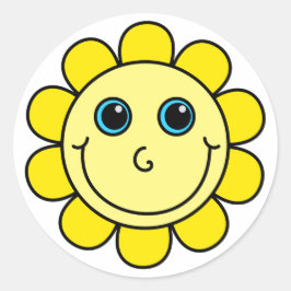 Gele Gezichtsbloem Ronde Sticker