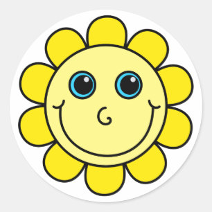 Gele Gezichtsbloem Ronde Sticker