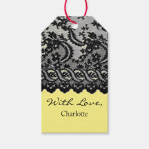 GELE GIFT TAG ANTIEKE KANT MET LIEFDE DIY NAAM