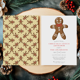 Gele Gingerbread Man Cookie Exchange Kerstmis Kaart