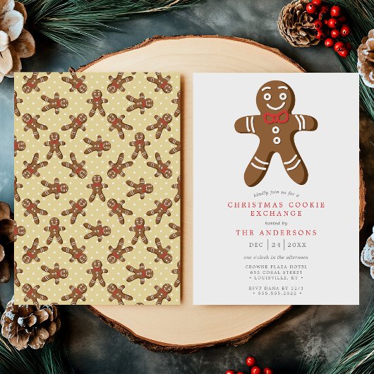 Gele Gingerbread Man Cookie Exchange Kerstmis Kaart