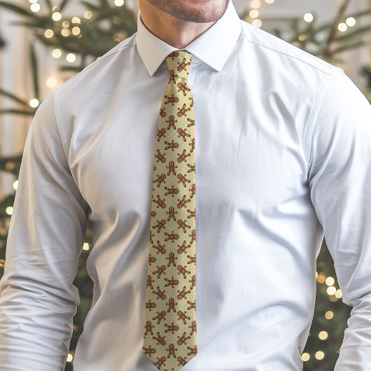 Gele Gingerbread Man Polka Dot Kerstmis Stropdas