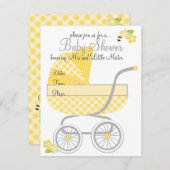 Gele Gingham Baby Buggy Kaart (Voorkant / Achterkant)
