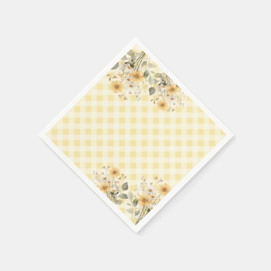 Gele gingham Baby shower Servet (Hoek)