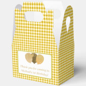 Gele Gingham Ballonnen Aangepaste Foto Verjaardag Bedankdoosjes (Open)