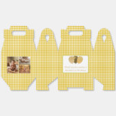 Gele Gingham Ballonnen Aangepaste Foto Verjaardag Bedankdoosjes (Ongevouwen)