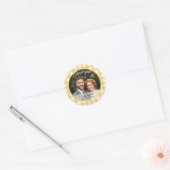 Gele Gingham Bedankt Foto Ronde Sticker (Envelop)