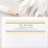 Gele Gingham Birth Announcement Adresetiketten Etiket (Insitu)