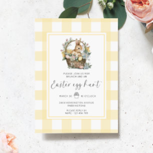 Gele Gingham Bunny Paasei Jacht Kaart