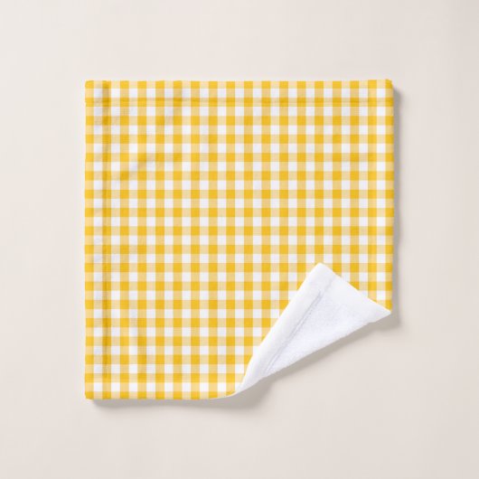 Gele Gingham Check Pattern Bad Handdoek (Wasdoekje)