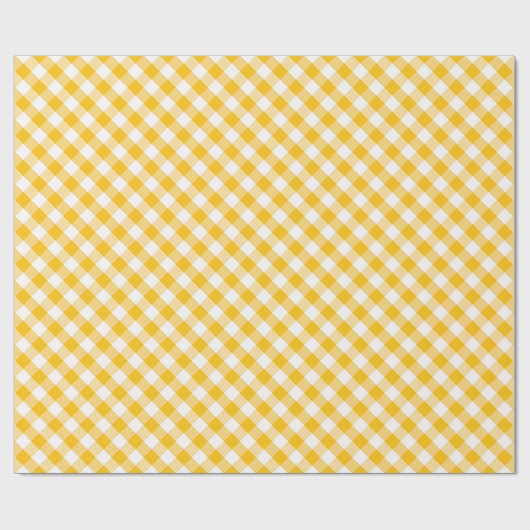 Gele Gingham Check Pattern Cadeaupapier (Vlak)
