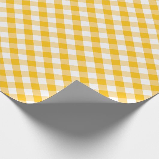 Gele Gingham Check Pattern Cadeaupapier (Hoek)