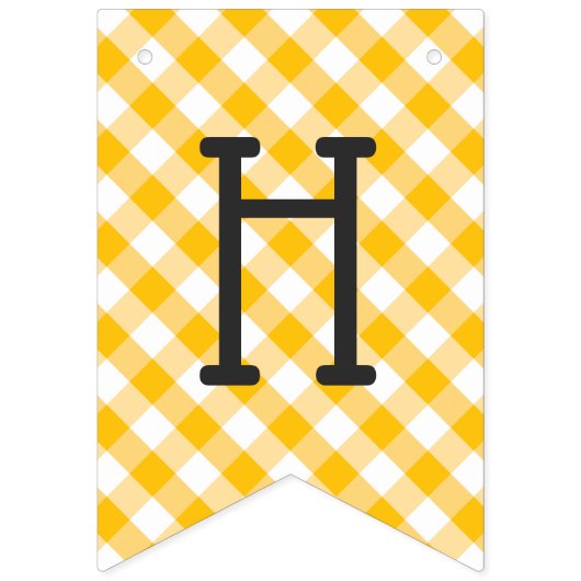 Gele Gingham Check Pattern Happy Birthday Vlaggetjes (Tweede vlag)