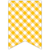 Gele Gingham Check Pattern Happy Birthday Vlaggetjes (Eerste vlag)