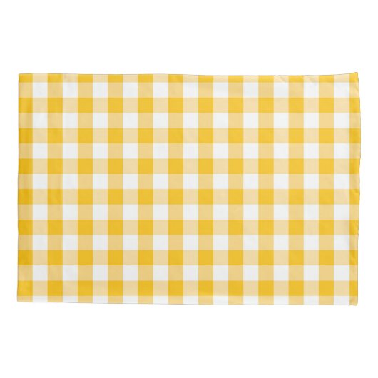 Gele Gingham Check Pattern Kussensloop (Achterkant-Links)