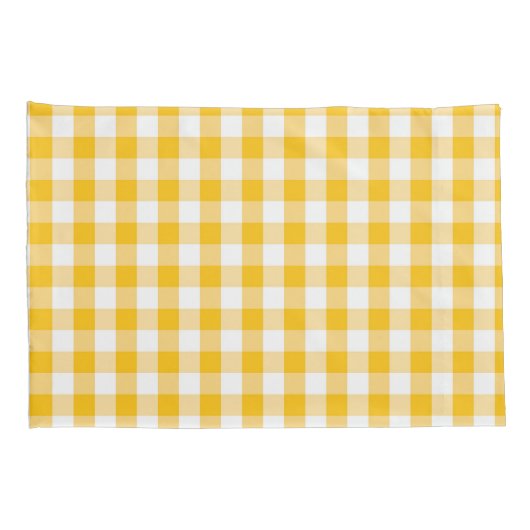 Gele Gingham Check Pattern Kussensloop (Achterkant-Rechts)