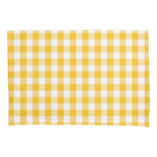 Gele Gingham Check Pattern Kussensloop (Voorkant-Links)