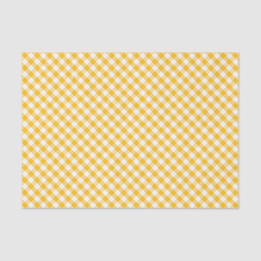 Gele Gingham Check Pattern Tissuepapier (Voorkant)