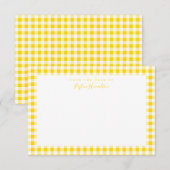 Gele Gingham Check Personal Stationery Bedankkaart (Voorkant / Achterkant)