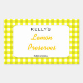 Gele gingham citroen conserven label (Voorkant)