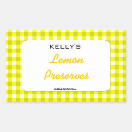 Gele gingham citroen conserven label