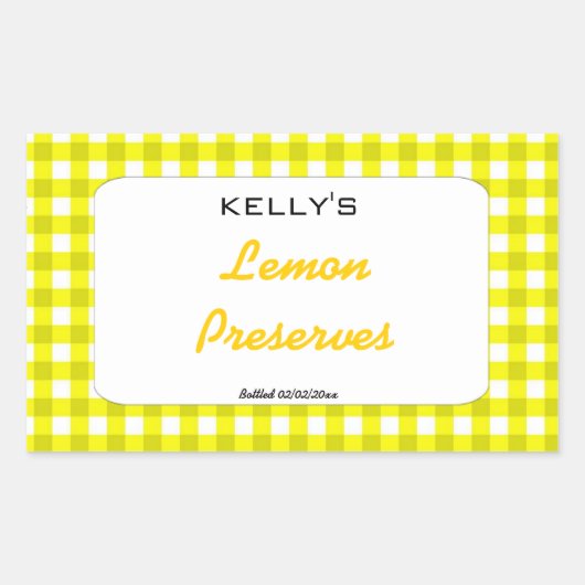 Gele gingham citroen conserven label (Voorkant)