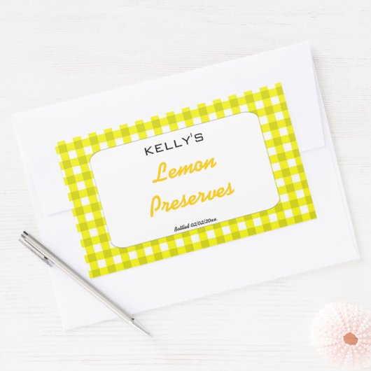 Gele gingham citroen conserven label (Envelop)
