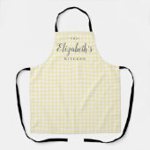 Gele gingham controleert volwassen gepersonaliseer schort (Voorkant)