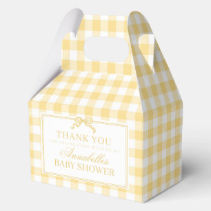 Gele Gingham Coquette Baby Shower Gevel Favor Bedankdoosjes