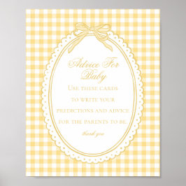 Gele Gingham Coquette Strik Advies voor Baby Showe Poster