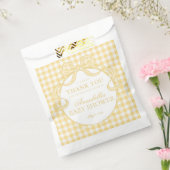 Gele Gingham Coquette Strik Babyshower Dessert Bedankzakje (Gezegeld)