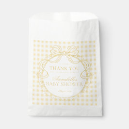 Gele Gingham Coquette Strik Babyshower Dessert Bedankzakje