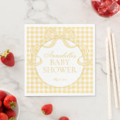 Gele Gingham Coquette Strik Babyshower Dessert Servet (Insitu)