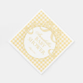 Gele Gingham Coquette Strik Babyshower Dessert Servet (Hoek)