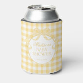 Gele Gingham Coquette Strik Babyshower Favor Blikjeskoeler (Blikje Achterkant)
