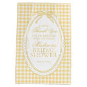 Gele Gingham Coquette Strik Bruidsfeest Favoren Medium Cadeauzakje (Achterkant)