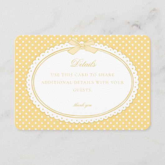 Gele Gingham Coquette Strik Details Kaart (Voorkant)