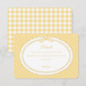 Gele Gingham Coquette Strik Details Kaart (Voorkant / Achterkant)