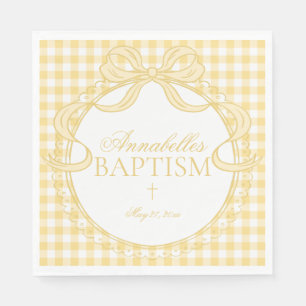 Gele Gingham Coquette Strik Doop Tafel Decoratie Servet