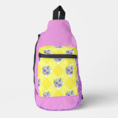 Gele Gingham en paarse bloemen Land Sling Bag (Voorkant)