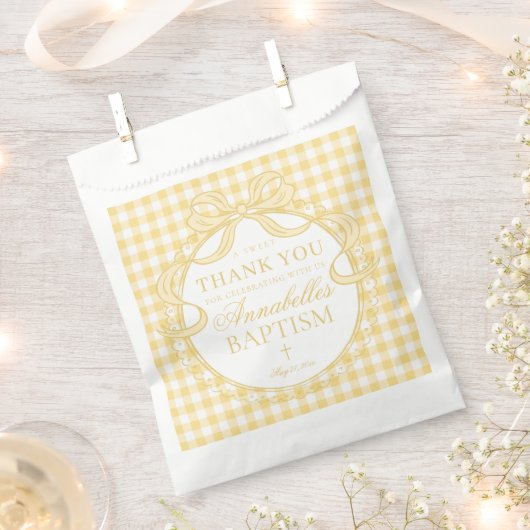 Gele Gingham Flirt Mutsje Doop Dessert Bedankzakje (Geknipt)