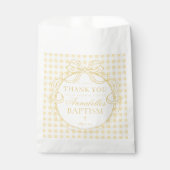 Gele Gingham Flirt Mutsje Doop Dessert Bedankzakje (Voorkant)